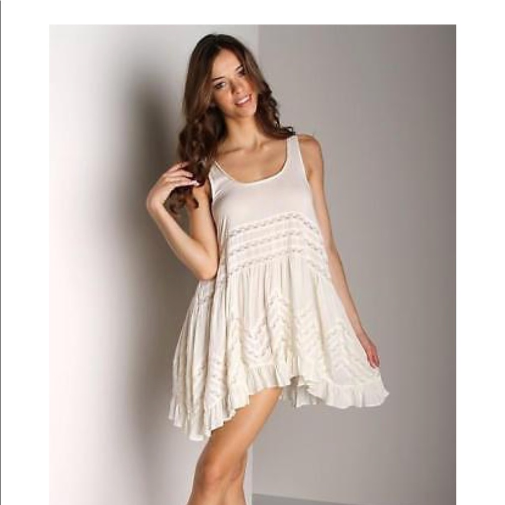 Free people voile and lace trapeze slip in tea